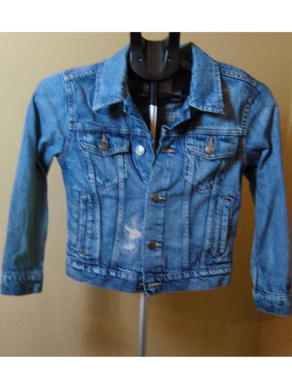 Old Navy Kids/ Girl's Blue Short Button Distressed Denim Jacket Sz:M (8)